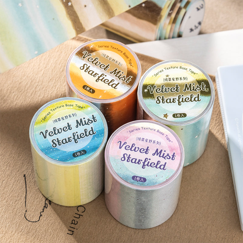 Velvet Mist Starfield Series White Kraft Paper Tape featuring white, and star designs for journaling, scrapbooking and collage