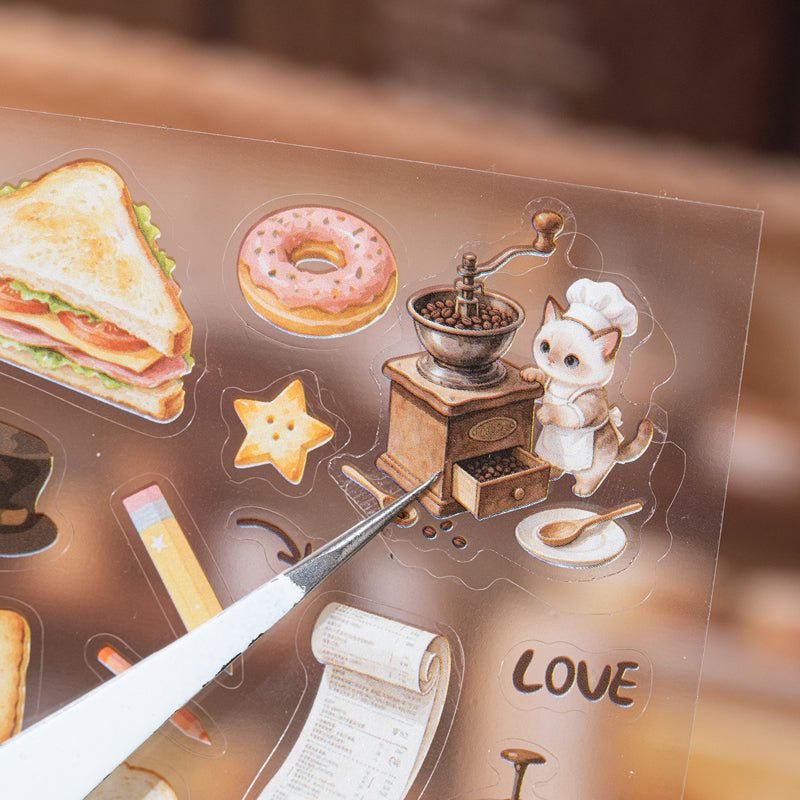 Corner Coffee Series Sticker Book featuring book designs for journaling, scrapbooking and collage
