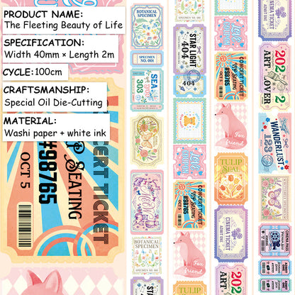 Fleeting Beauty Of Life Die Cutting Washi Tape for journaling, scrapbooking and collage