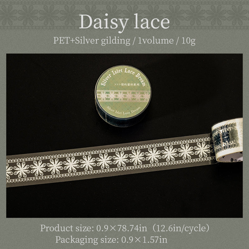 Silver Islet Lace Dream Series Silver Stamping PET Tape