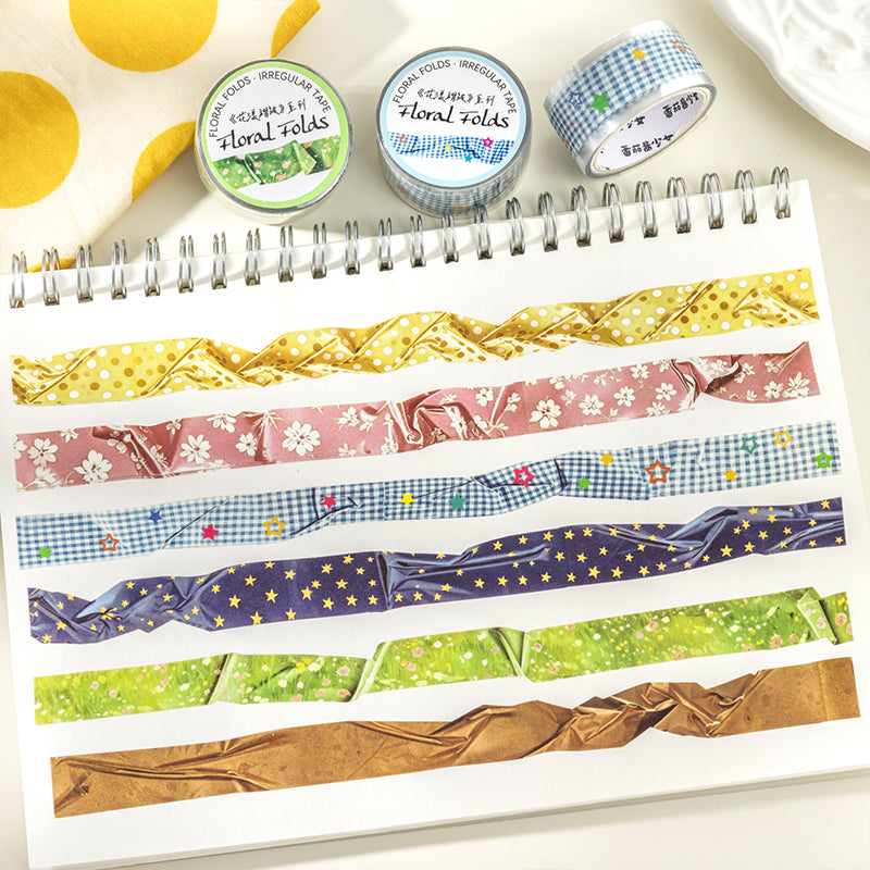 Floral Ruffled Series Washi Tape featuring floral designs for journaling, scrapbooking and collage