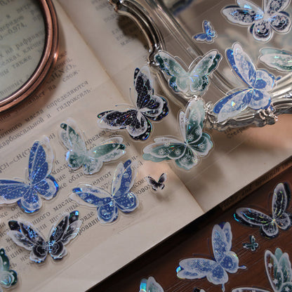 6cm*100cm Blue Dream Butterfly Die Cutting Shell Silver/Gold/Light PET Tape