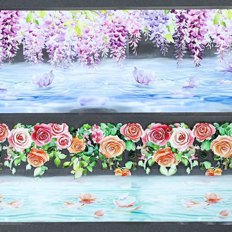 Summer Flower Sea Crystal PET Tape featuring summer, flower, and sea designs for journaling, scrapbooking and collage