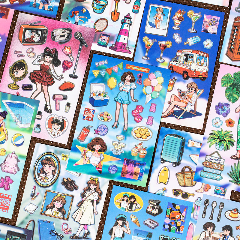 Showa Holiday Series Sticker Book featuring book designs for journaling, scrapbooking and collage