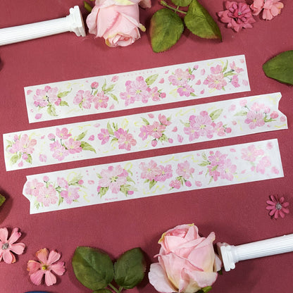 Whole Roll 5cm*5m Pine Ccented flower Washi/Self-adhesive/Shell Light PET Tape featuring flower, and light designs for journaling, scrapbooking and collage