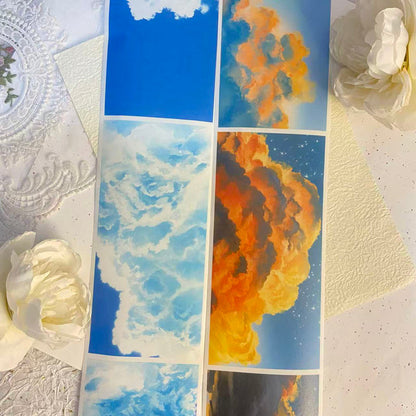 Whole Roll 10cm*6m The Realm of Flying Clouds Washi Tape featuring cloud designs for journaling, scrapbooking and collage