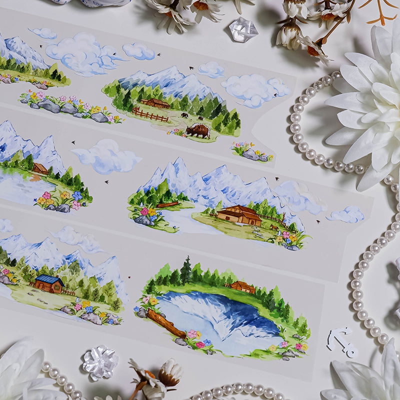 7cm*100cm Villages Pastures PET Tape for journaling, scrapbooking and collage