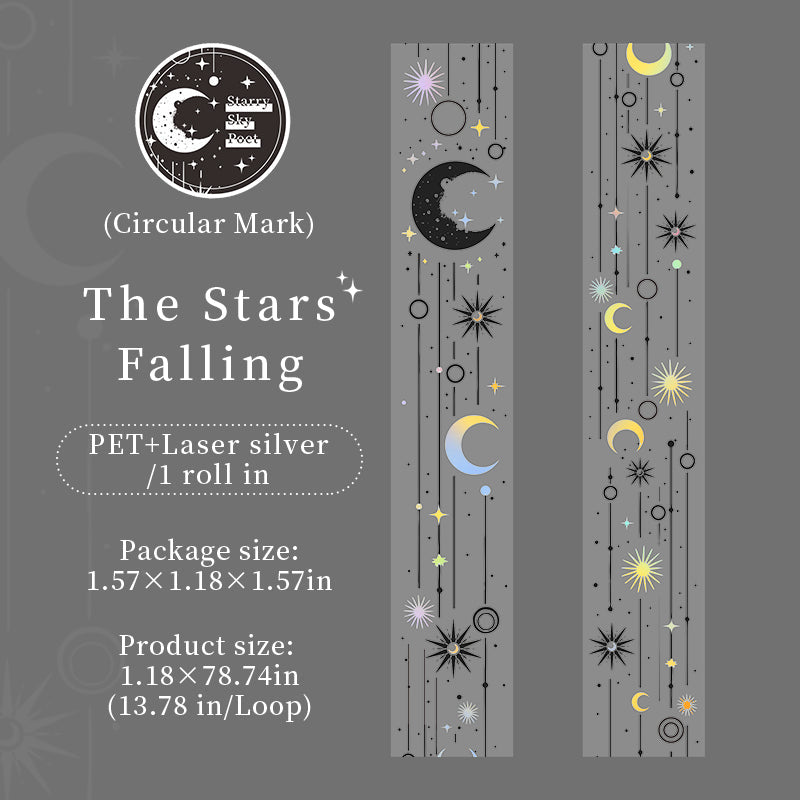 Starlit Poet Series Laser Silver PET Tape