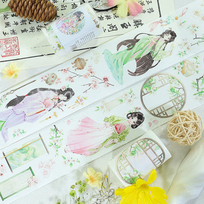 Apricot Blossoms Die Cutting Washi/Shell Silver PET Tape featuring silver designs for journaling, scrapbooking and collage