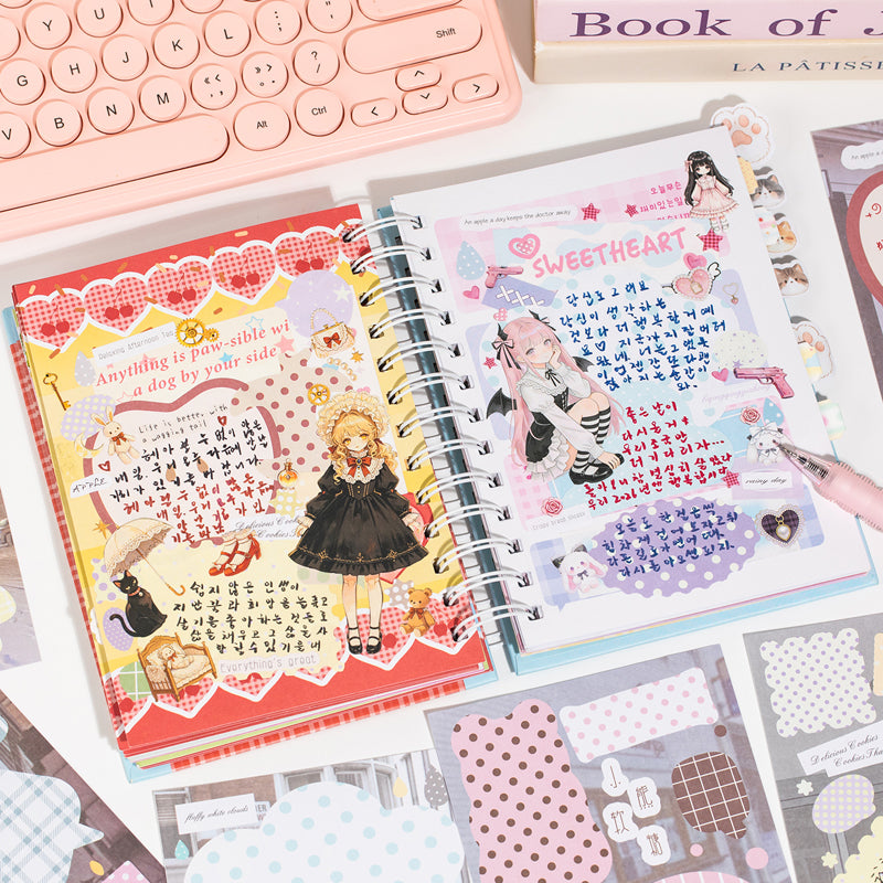 Dripping Fragments Series Sticker Book featuring book designs for journaling, scrapbooking and collage
