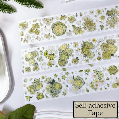 5.5cm*100cm Lush Greenery Washi/Self-adhesive/Shell Light PET Tape