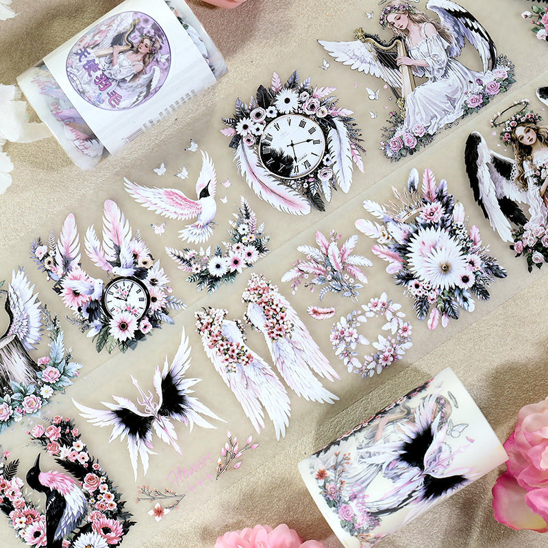 Angel Feathers Fog PET Tape for journaling, scrapbooking and collage