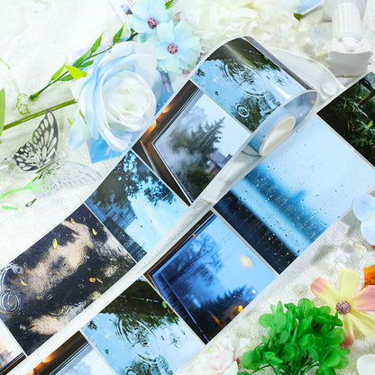 Raindrops falling on window Fog PET Tape featuring rain, and wind designs for journaling, scrapbooking and collage