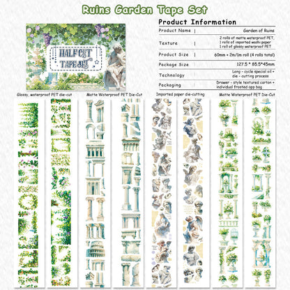 Garden Of Ruins Tape Set featuring garden designs for journaling, scrapbooking and collage