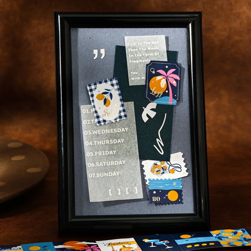 Starlit Letters Series Die Cutting Gold Stamping Coated Paper Tape featuring old, gold, and letter designs for journaling, scrapbooking and collage