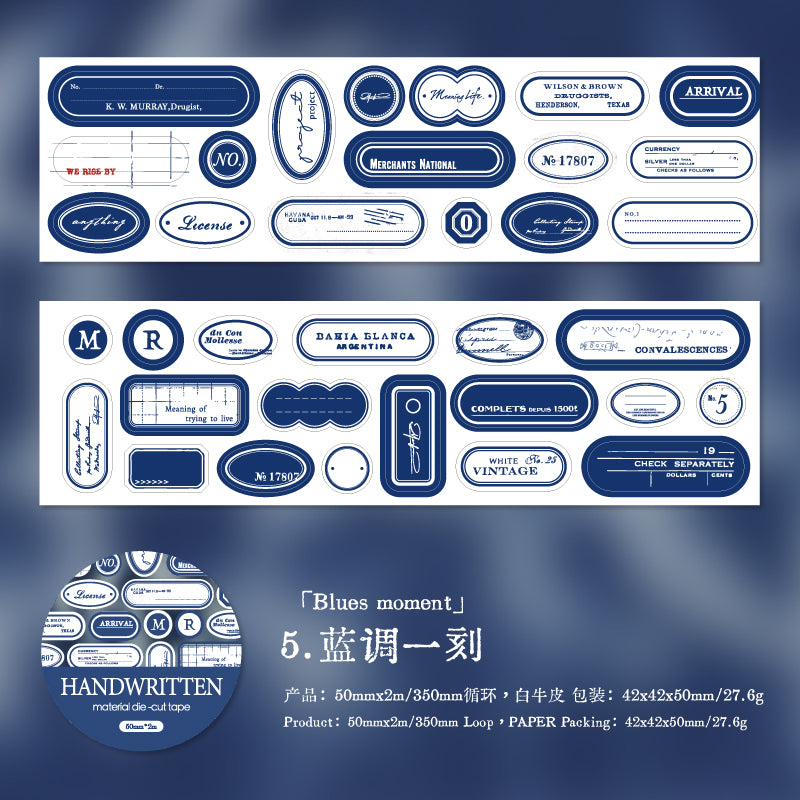 Handwritten Notes Series Die Cutting White Kraft Paper Tape
