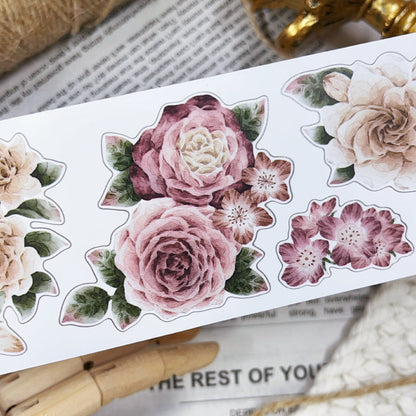 5.5cm*100cm Amber Flower Washi/Self-adhesive/Shell Light PET Tape featuring flower, and light designs for journaling, scrapbooking and collage