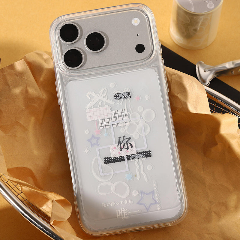 White Starfield Series Die Cutting PET Tape featuring white, and star designs for journaling, scrapbooking and collage