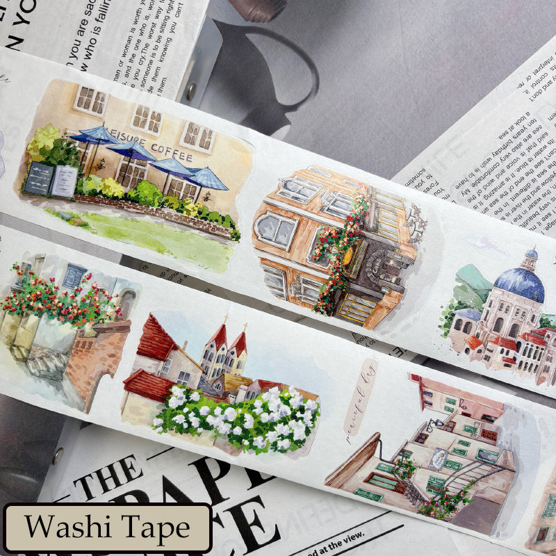 6.5cm*125cm Encountering the small town Die Cutting Washi/PET/Fog PET Tape