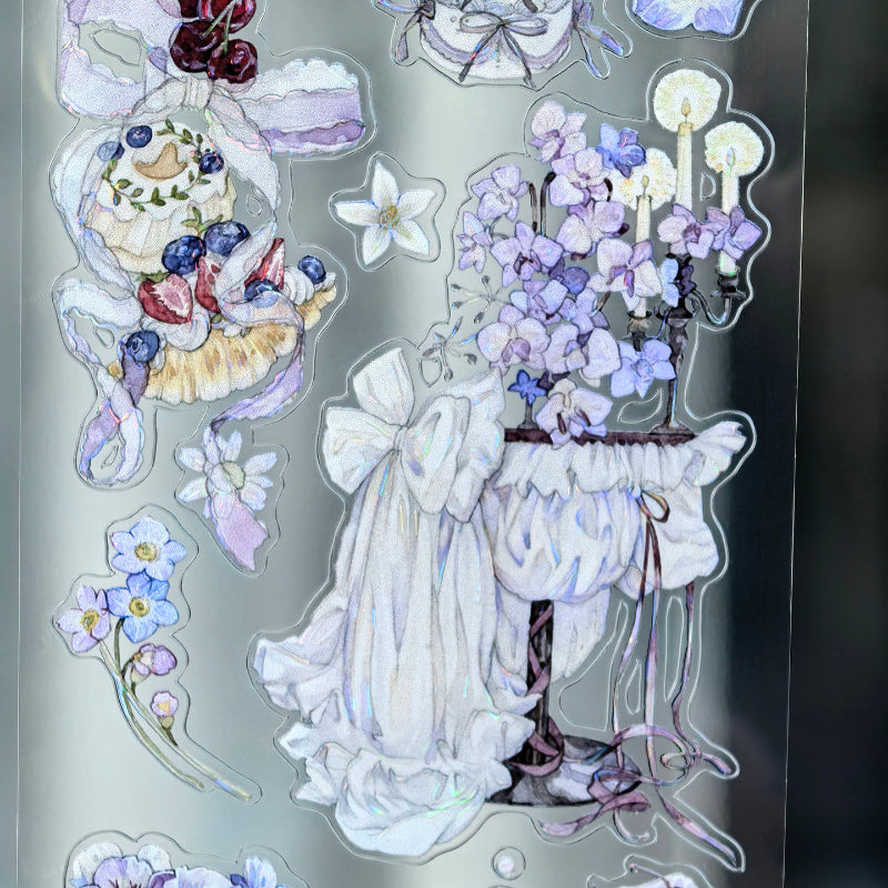 Whole Roll 6.5cm*5m Enchanting Tea Mist Die Cutting Shell Light PET Tape featuring tea, and light designs for journaling, scrapbooking and collage