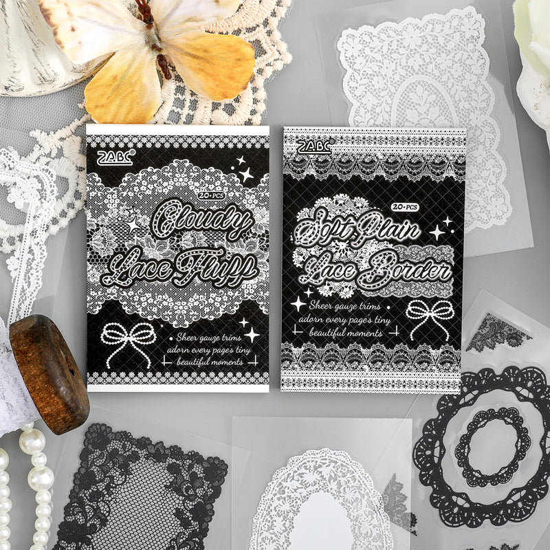 Lace Holiday Series Sticker Book featuring lace, and book designs for journaling, scrapbooking and collage