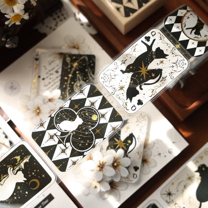 4.5cm*100cm Star Brand Diary Die Cutting Gold Stamping Washi/PET Tape featuring old, gold, and star designs for journaling, scrapbooking and collage