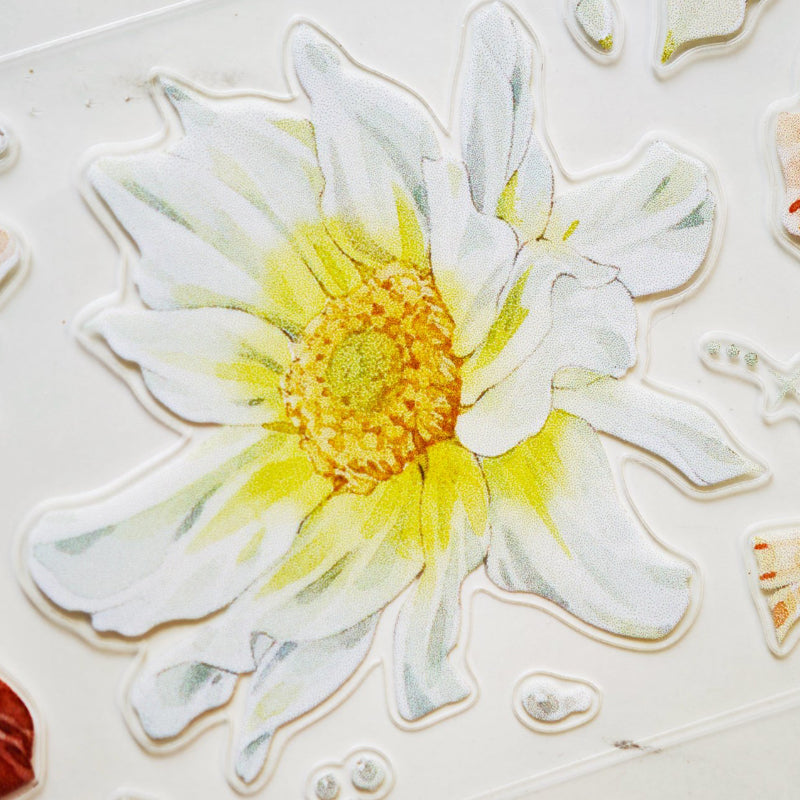 4.5cm*100cm Soft silk flowers Die Cutting Washi/PET Tape featuring flower designs for journaling, scrapbooking and collage