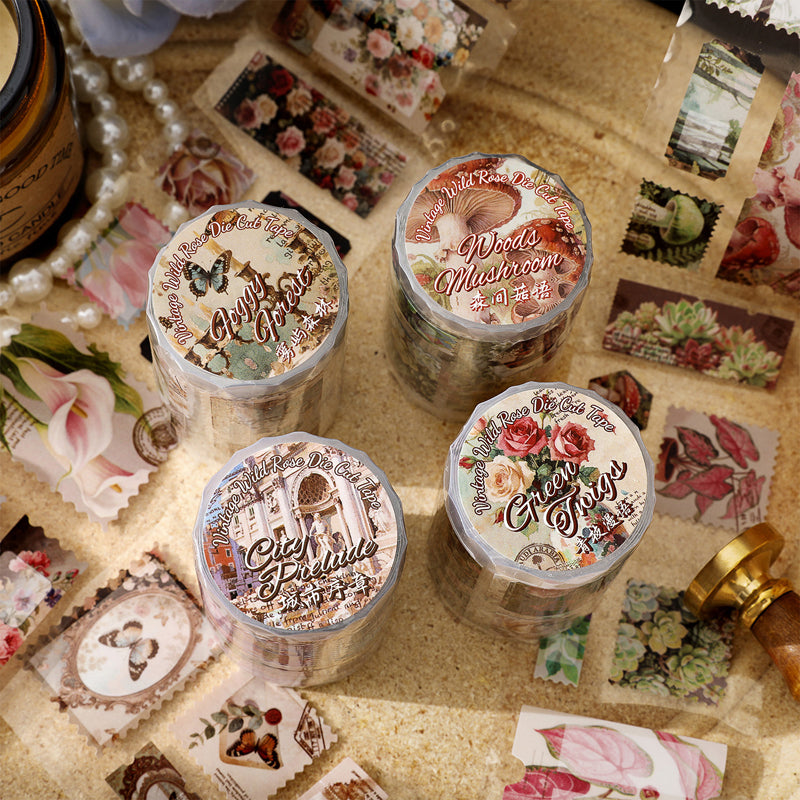 Wild Rose Series Die Cutting Self-adhesive Tape featuring rose designs for journaling, scrapbooking and collage