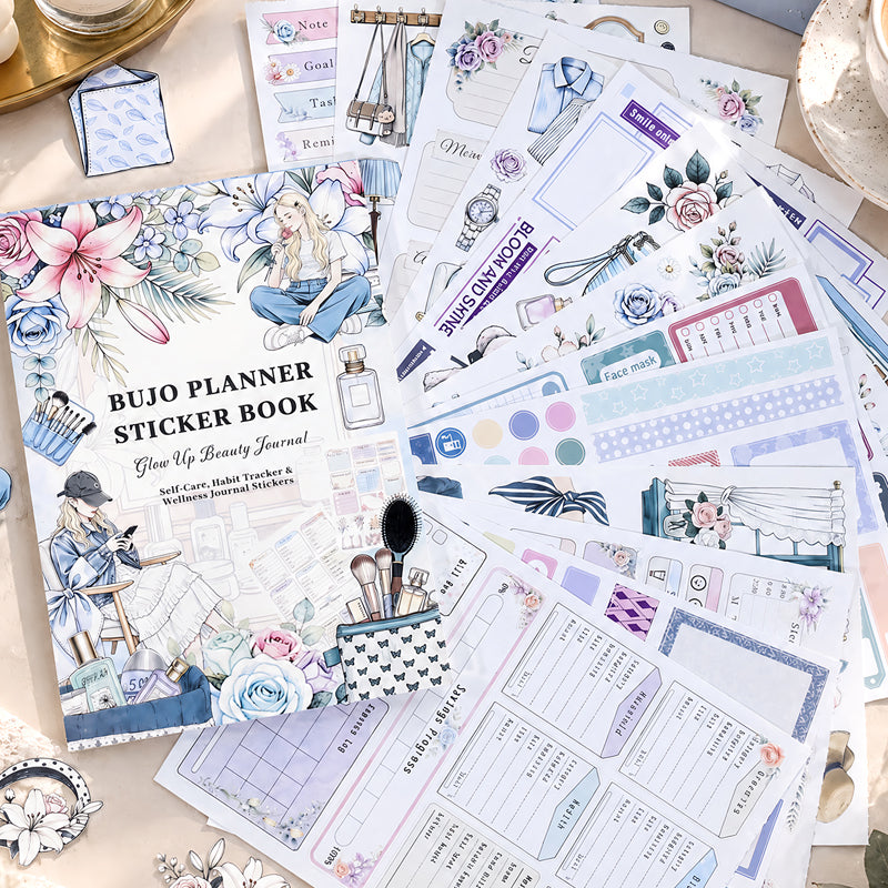 Beauty Diary Sticker Book featuring book designs for journaling, scrapbooking and collage