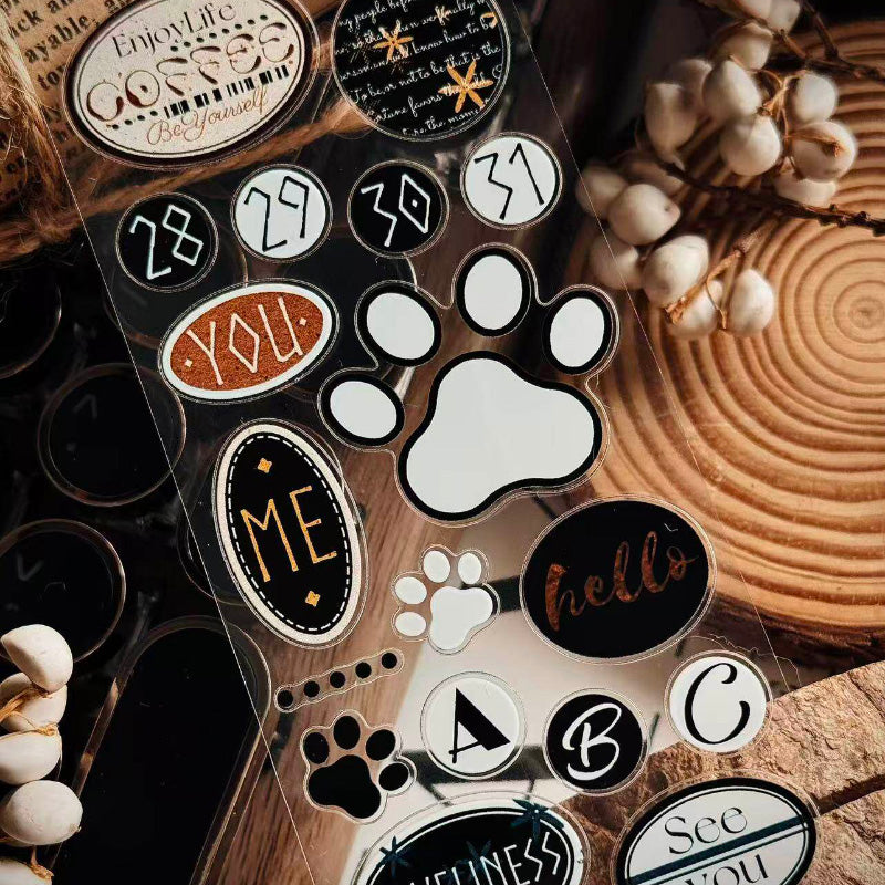 Whole Roll 5cm*5m Circular Labels Set Die Cutting PET Tape for journaling, scrapbooking and collage