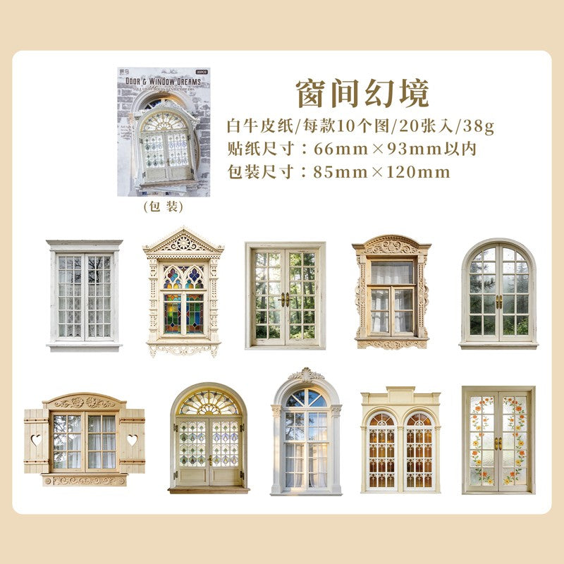Door and Window Dream Series Retro Door and Window Sticker Pack