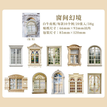 Door and Window Dream Series Retro Door and Window Sticker Pack