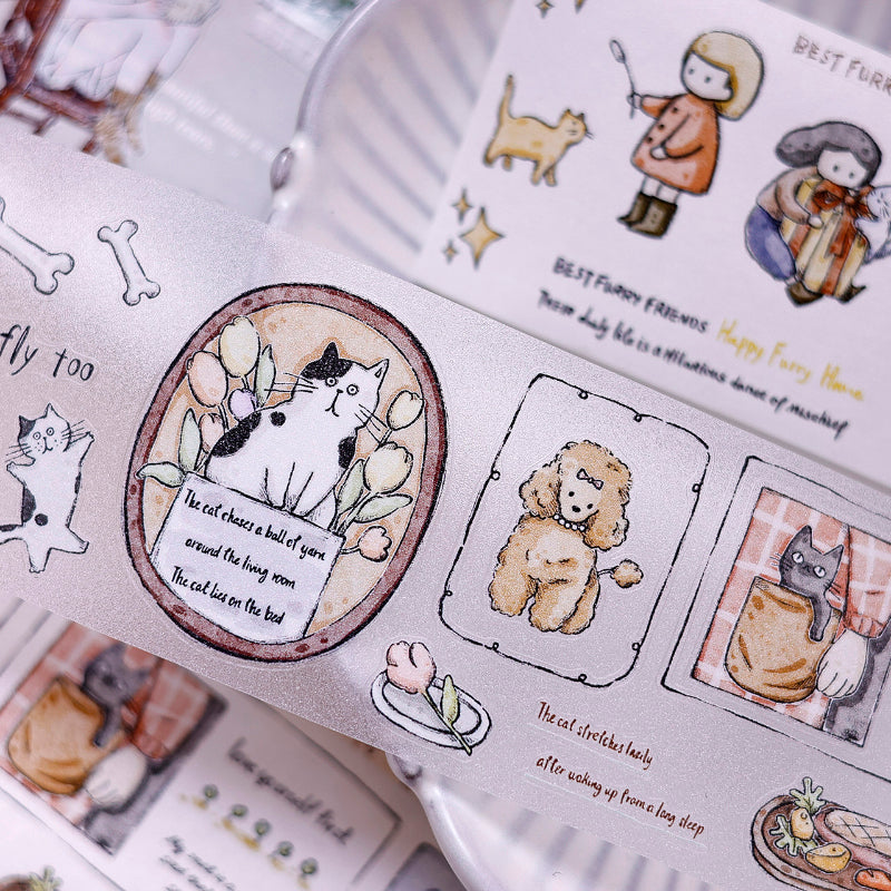 Whole Roll 5.5cm*6m Friend Diary Die Cutting Washi/PET/Fog PET Tape for journaling, scrapbooking and collage