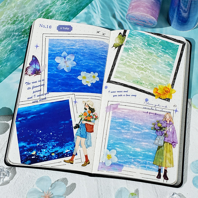 Clear Water Series PET Tape for journaling, scrapbooking and collage