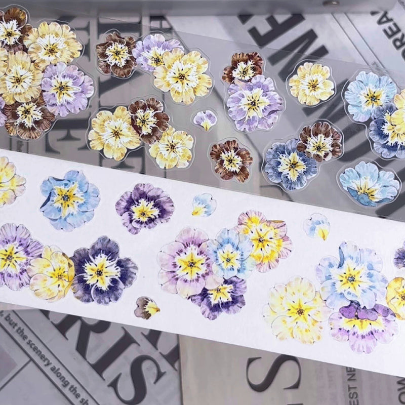 5cm*100cm Fairy Primrose Die Cutting Washi/PET/Flash Sand Synthetic Paper Tape featuring rose, and fairy designs for journaling, scrapbooking and collage