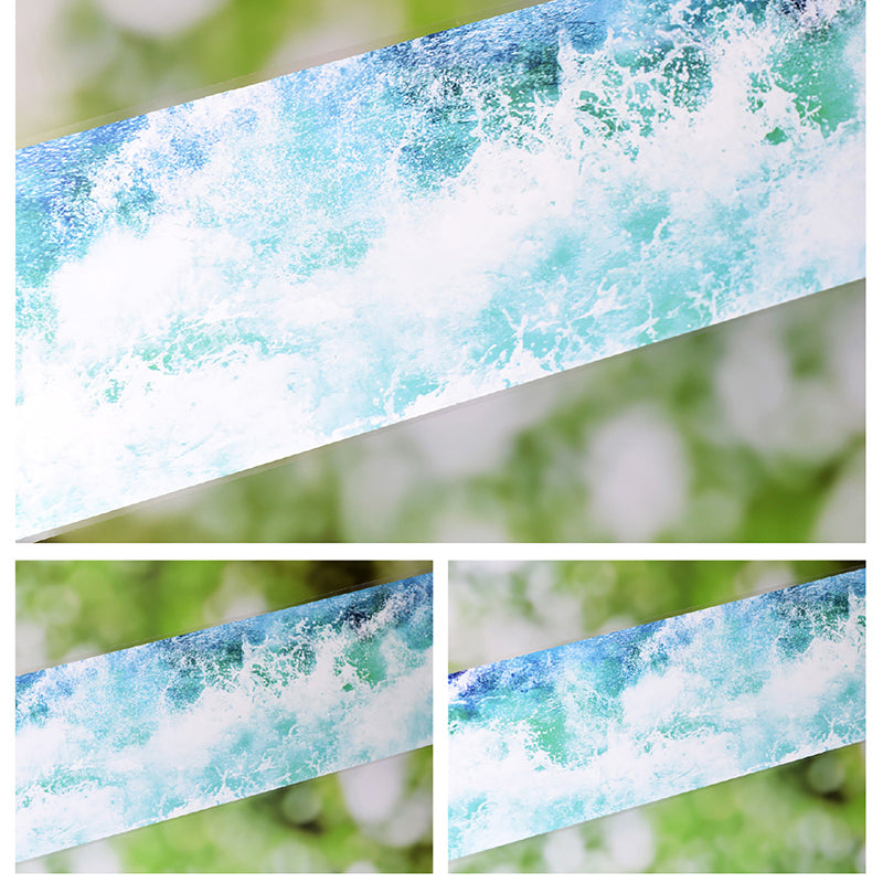 6.3cm*60cm Blue Waves White Ink PET Tape