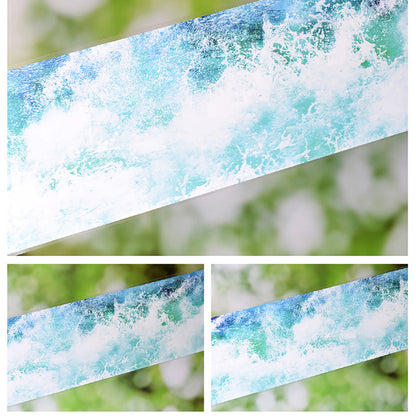 6.3cm*60cm Blue Waves White Ink PET Tape