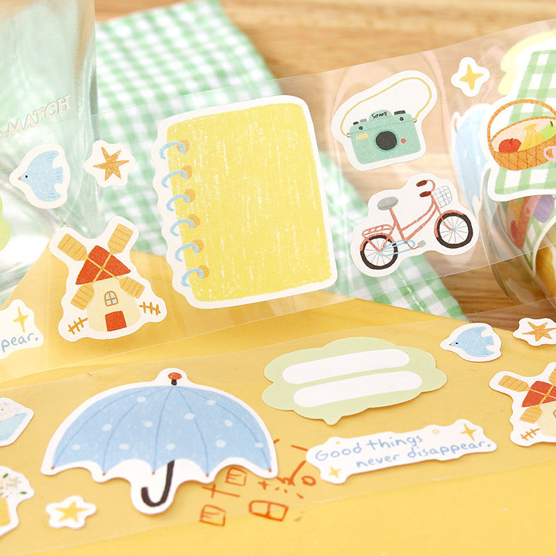 Warm Little Happiness Series Die Cutting White Kraft Paper Tape featuring white designs for journaling, scrapbooking and collage
