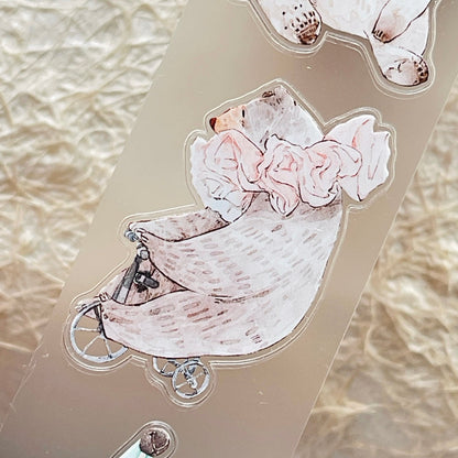 4cm*333cm Cute doll Die Cutting Washi/PET/Fog PET Tape for journaling, scrapbooking and collage