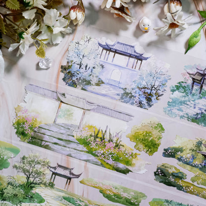 Whole Roll 6.5cm*5m On the Road in Spring PET Tape featuring spring designs for journaling, scrapbooking and collage