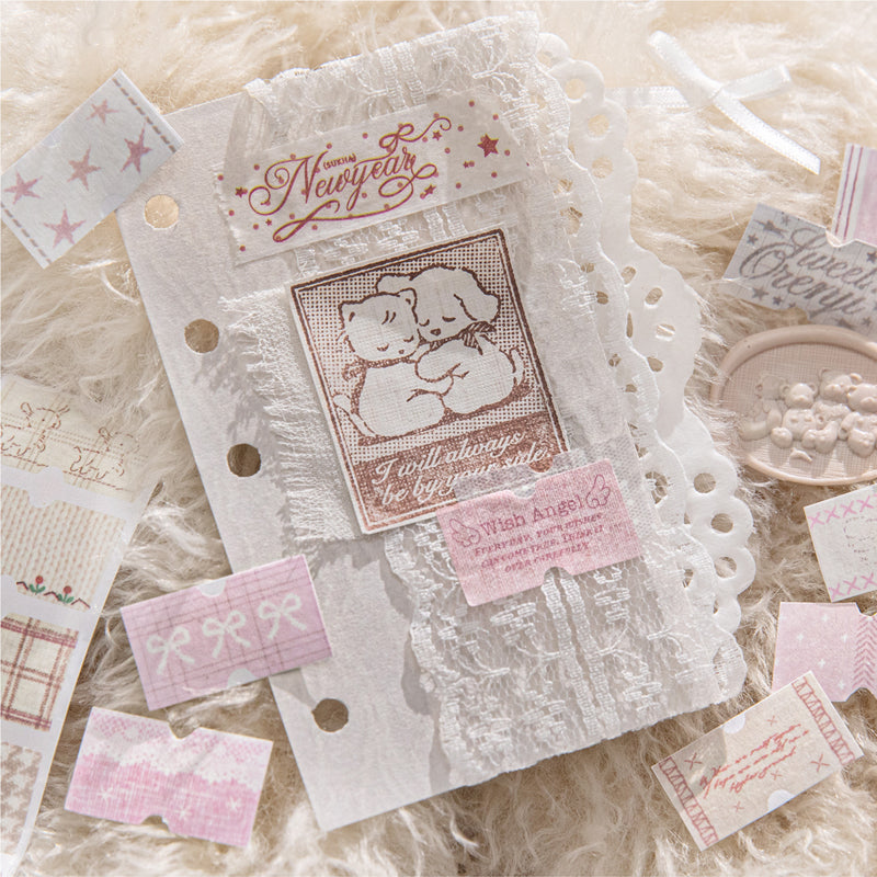 Handmade fabric label series Die Cutting Washi Tape for journaling, scrapbooking and collage