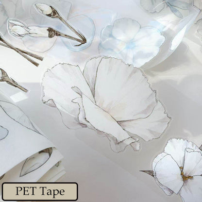 Whole Roll 6cm*10m White flower Die Cutting Washi/PET/Fog PET Tape