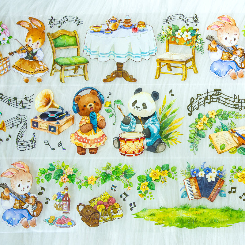 Forest Melodies Shell Light PET Tape featuring forest, and light designs for journaling, scrapbooking and collage