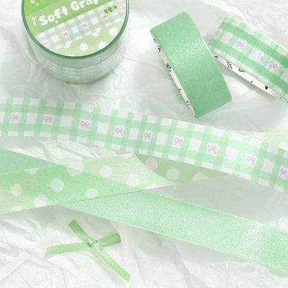 Soft Candy Diary Series Pearly Lustre Washi Tape Set featuring pearl designs for journaling, scrapbooking and collage