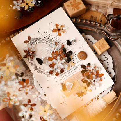 Whole Roll 5.5cm*5m Field Of Flower Die Cutting Shell Gold/Shell Silver/Shell Light PET Tape featuring old, gold, and silver designs for journaling, scrapbooking and collage