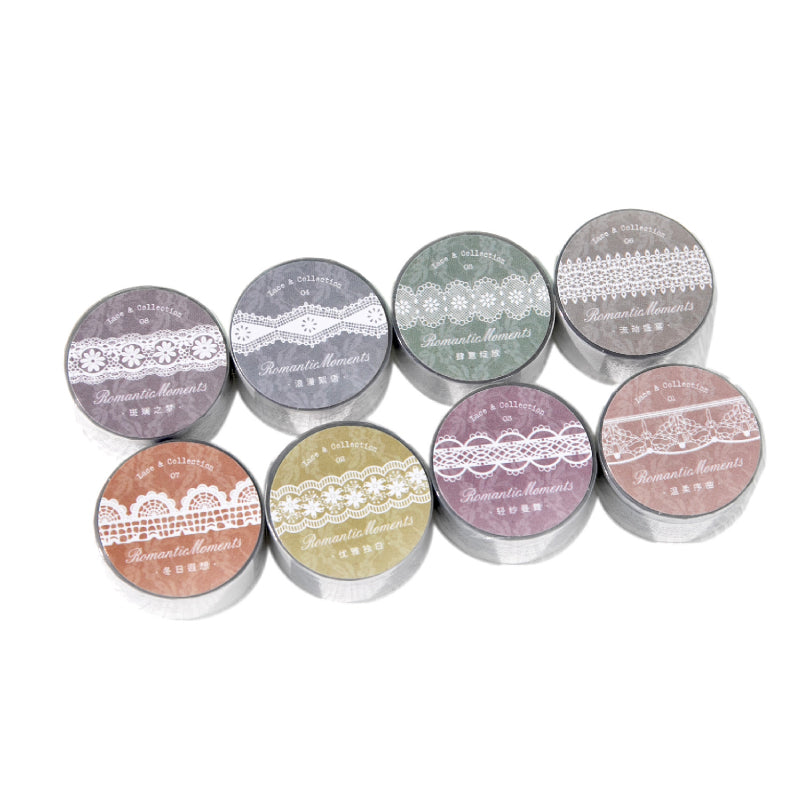 Romantic Moments Series Silver Stamping PET Tape featuring romantic, and silver designs for journaling, scrapbooking and collage