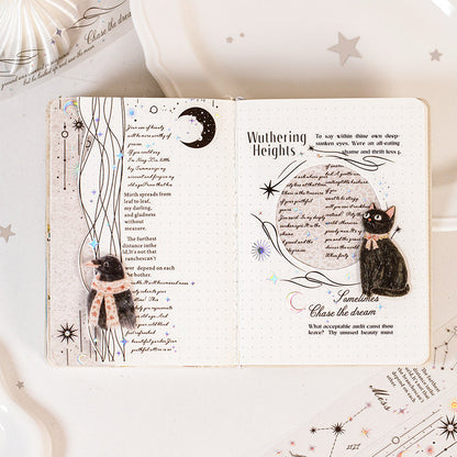 Starlit Poet Series Laser Silver PET Tape featuring silver, and star designs for journaling, scrapbooking and collage