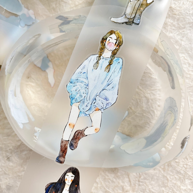 5cm*333cm Touch Of Blue Die Cutting Washi/PET/Fog PET Tape featuring blue designs for journaling, scrapbooking and collage