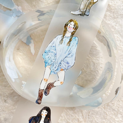 5cm*333cm Touch Of Blue Die Cutting Washi/PET/Fog PET Tape featuring blue designs for journaling, scrapbooking and collage
