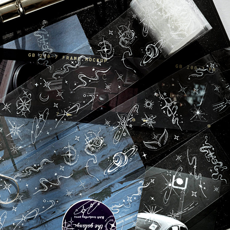 White Note Series Die Cutting PET Tape featuring white designs for journaling, scrapbooking and collage
